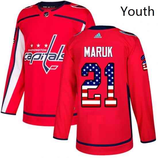Youth Adidas Washington Capitals 21 Dennis Maruk Authentic Red USA Flag Fashion NHL Jersey